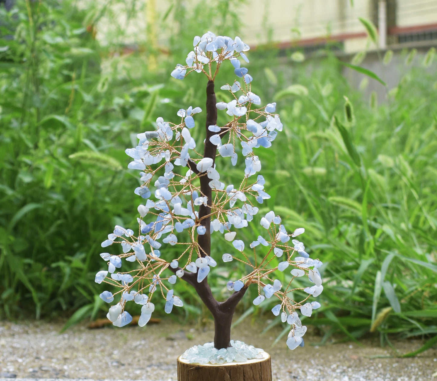 Wood Base Crystal Fortune Tree Of Life