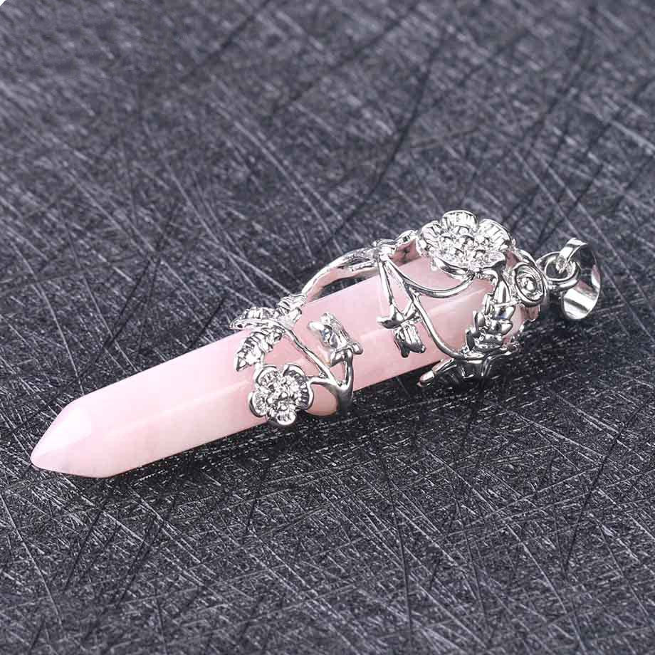 Flower Crystal Dagger Pendant