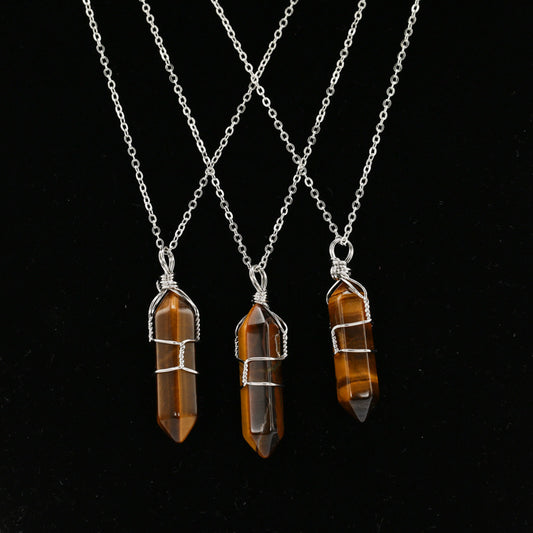 Crystal Wrapped Pendant Necklace Short Chain