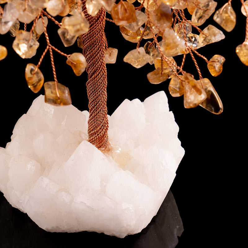Crystal Fortune Tree Of Life On Solid White Quartz Base