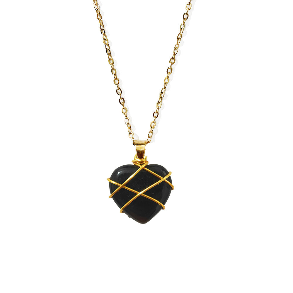 Caged Crystal Heart Pendant Necklace