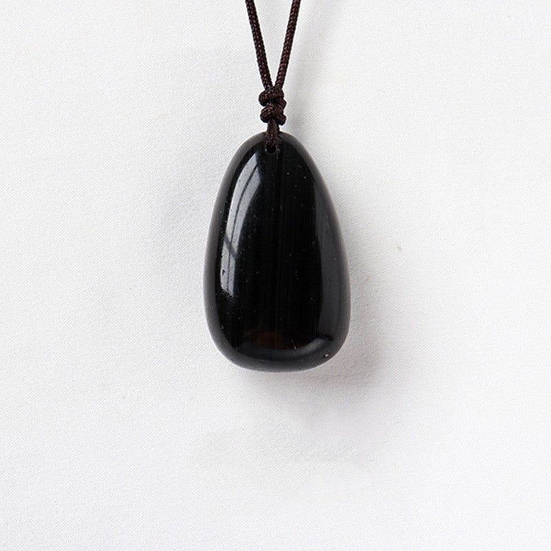 Natural Healing Crystal Polished Teardrop Pendant Necklace