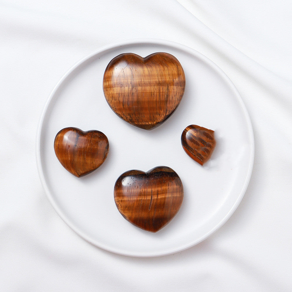 Tiger Eye Carved Love Heart Ornament