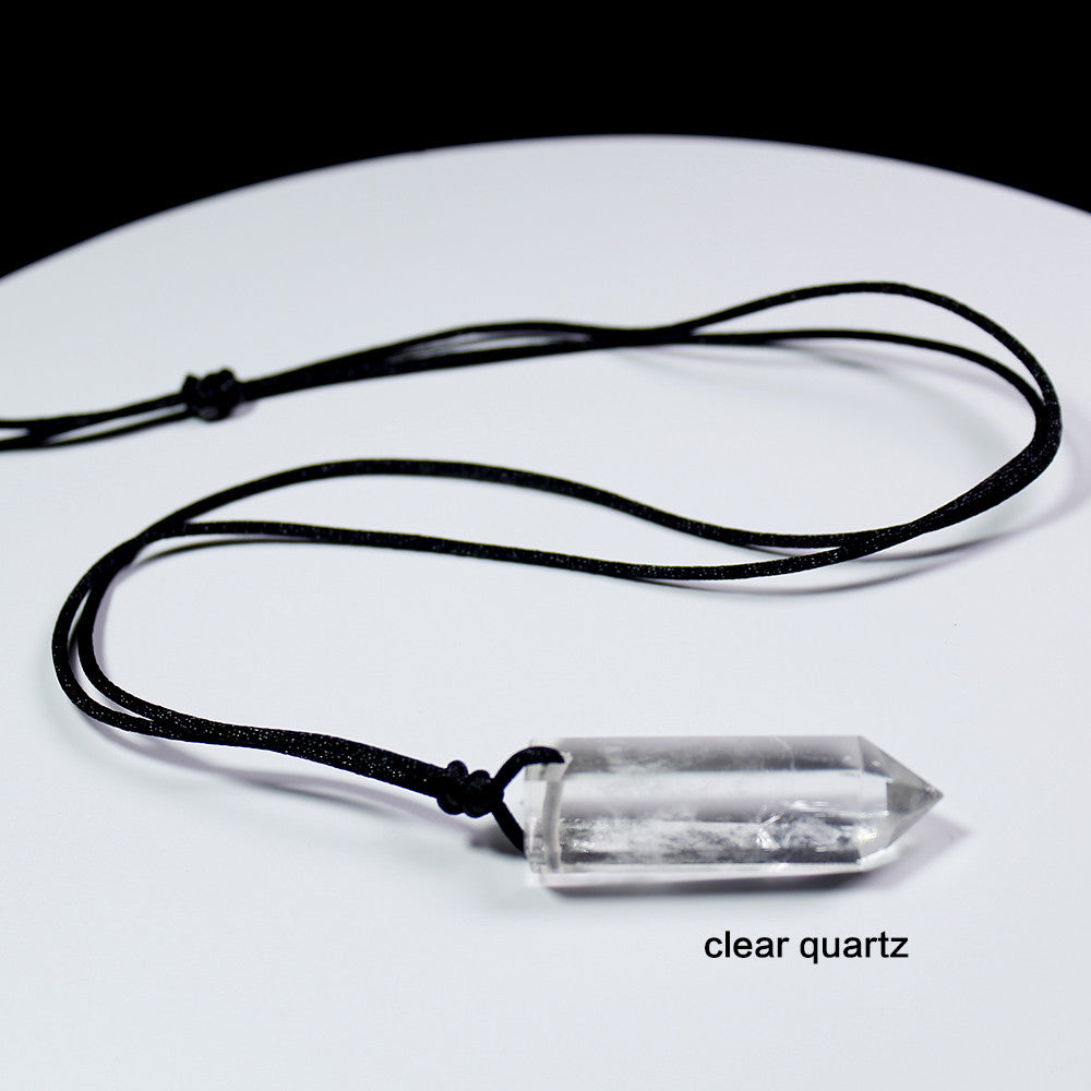 Natural Rough Crystal Pillar Pendant Necklace