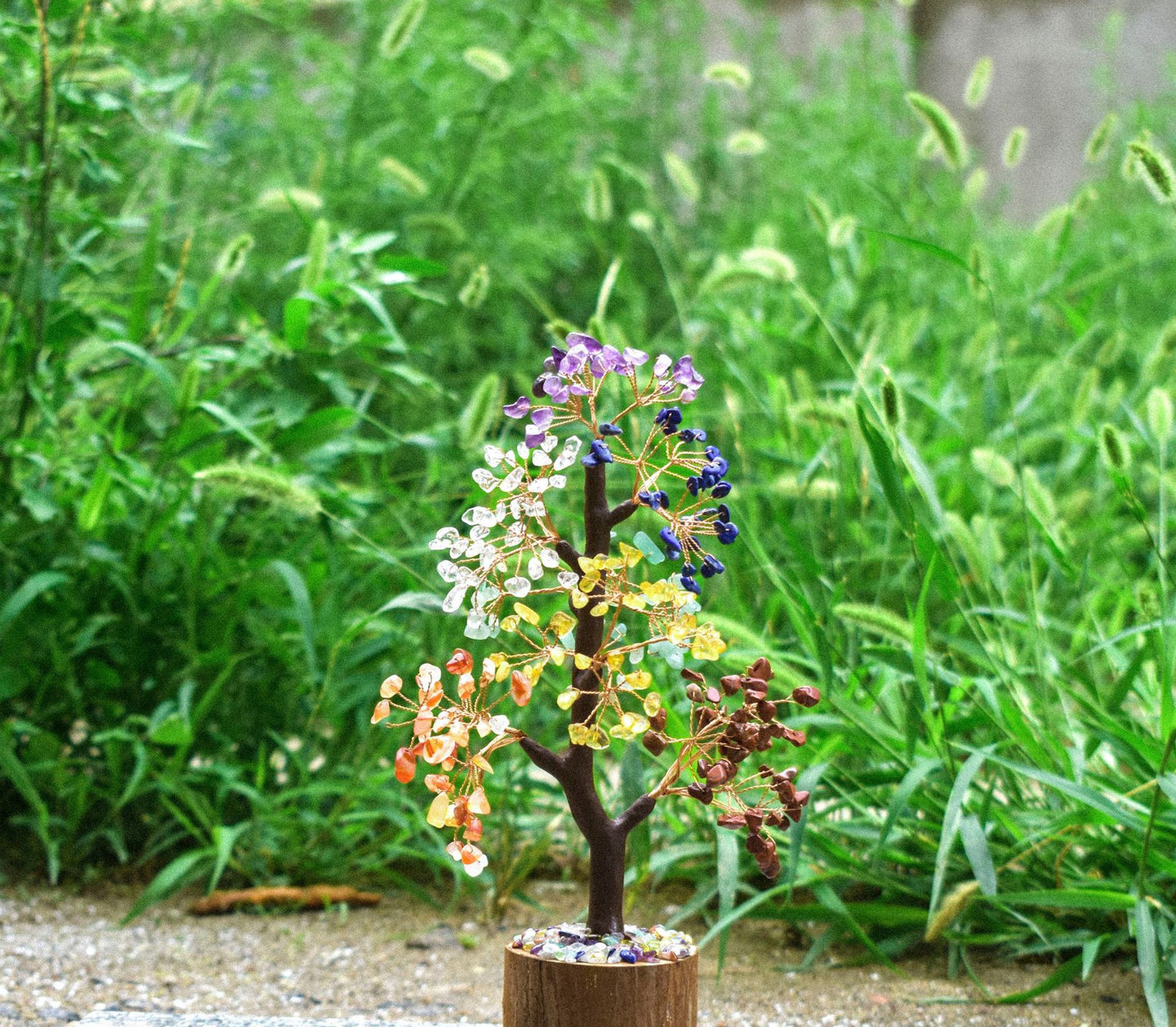 Wood Base Crystal Fortune Tree Of Life