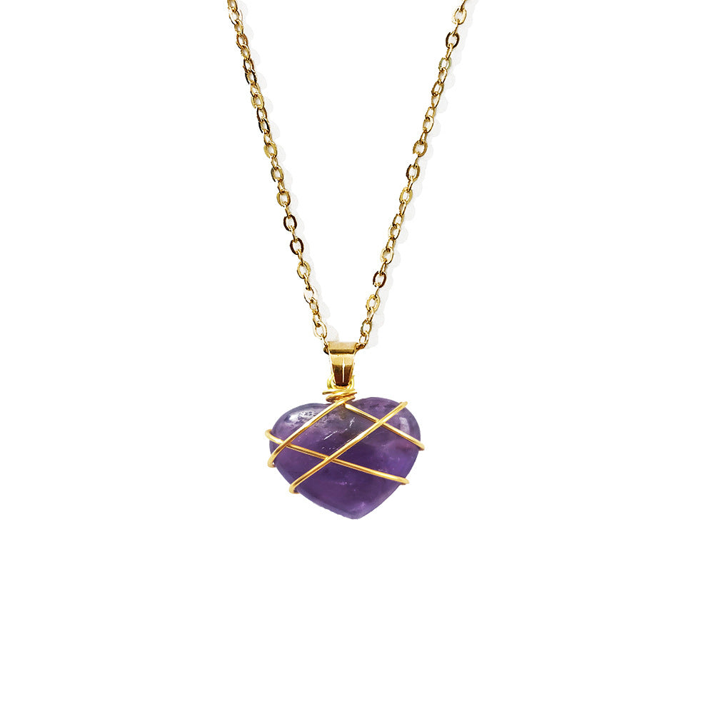 Caged Crystal Heart Pendant Necklace