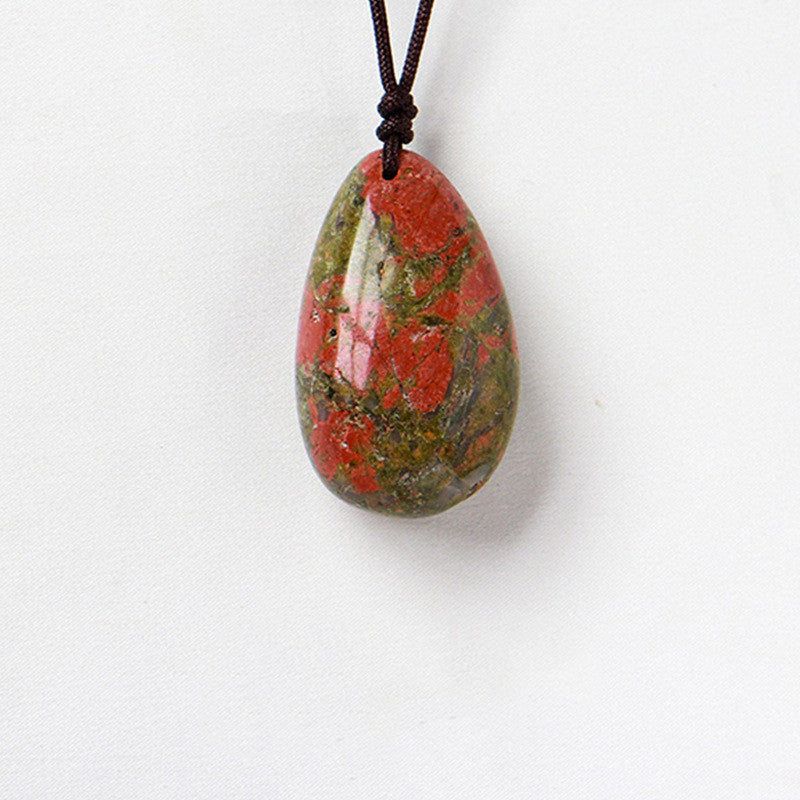 Natural Healing Crystal Polished Teardrop Pendant Necklace