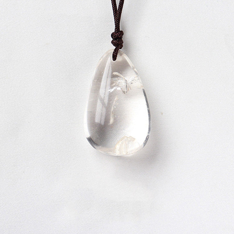 Natural Healing Crystal Polished Teardrop Pendant Necklace