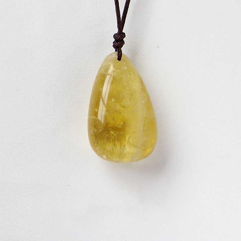 Natural Healing Crystal Polished Teardrop Pendant Necklace