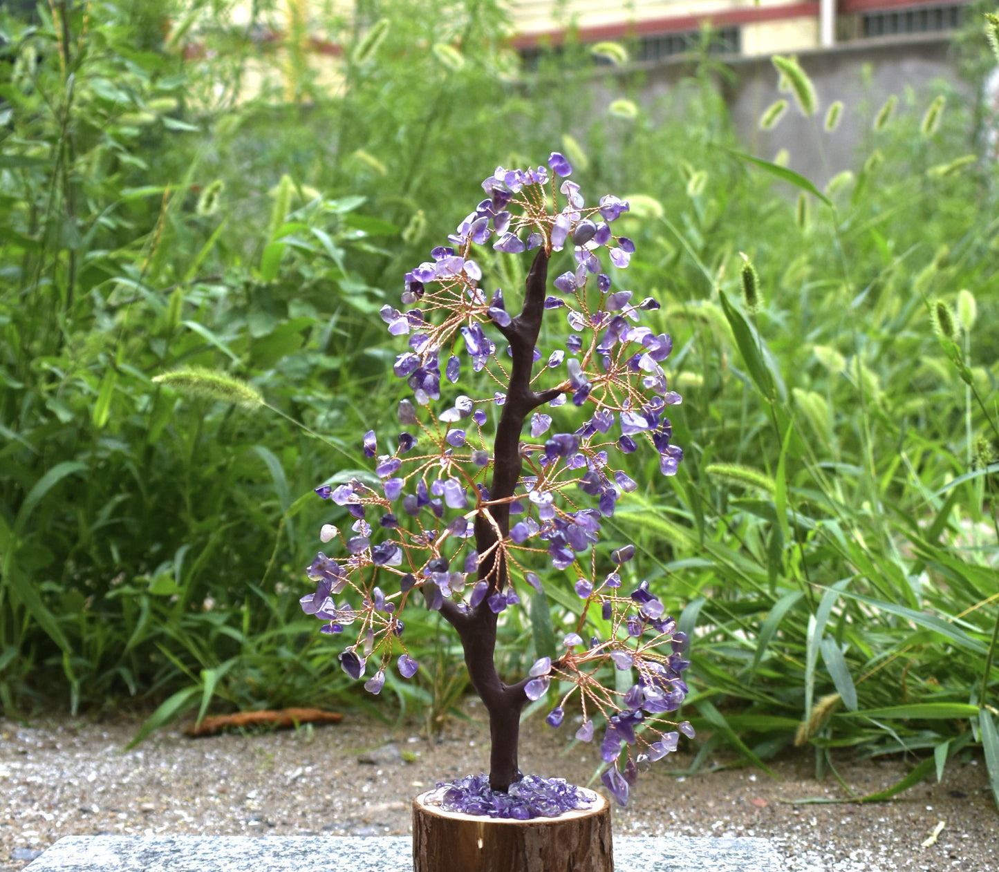 Wood Base Crystal Fortune Tree Of Life