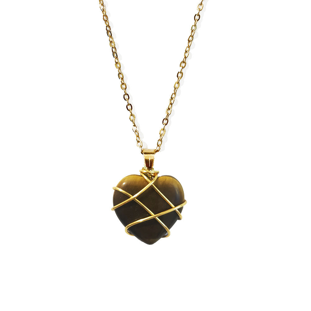 Caged Crystal Heart Pendant Necklace