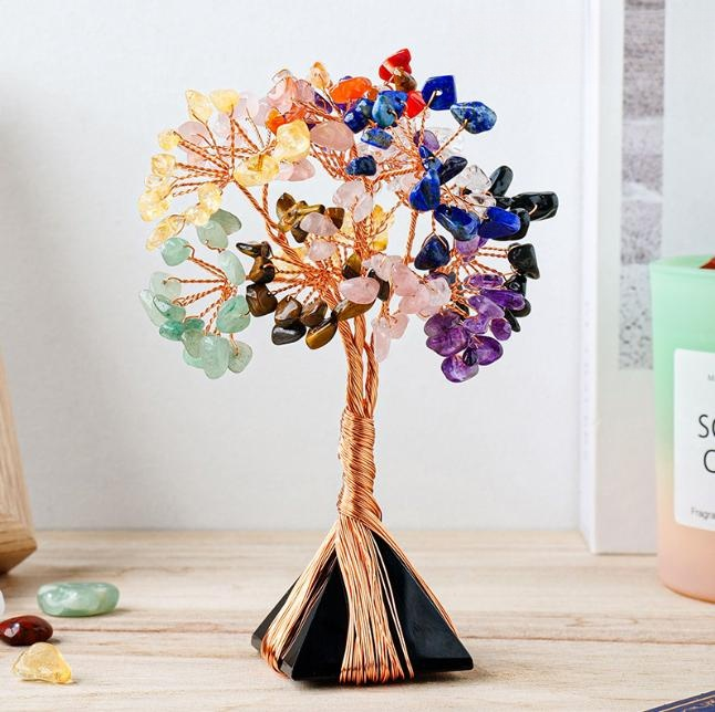 Natural Crystal Tree Of Life On Pyramid Base