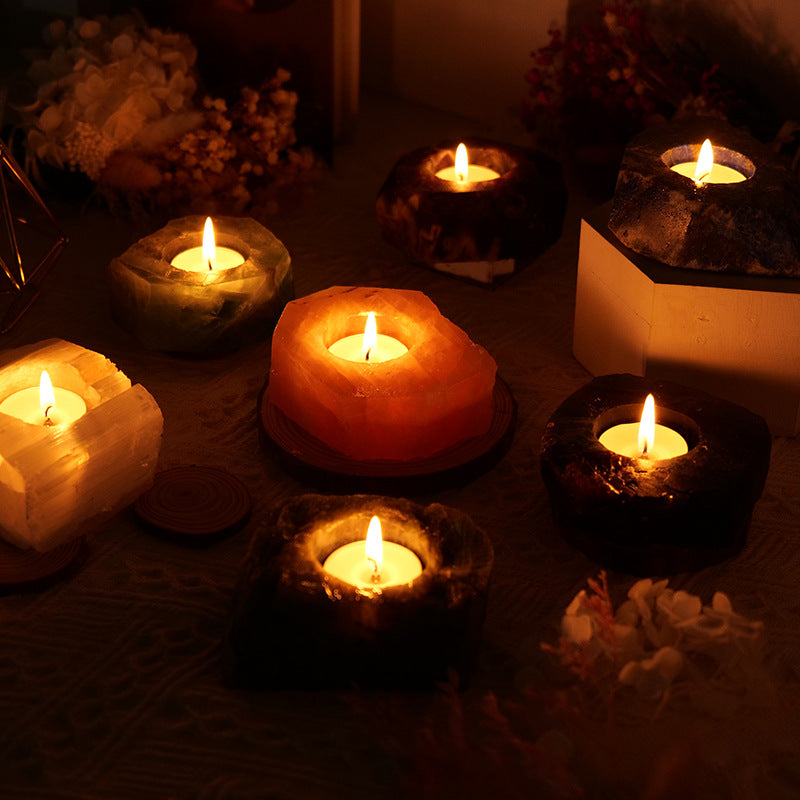 Raw Healing Crystal Candle Holder