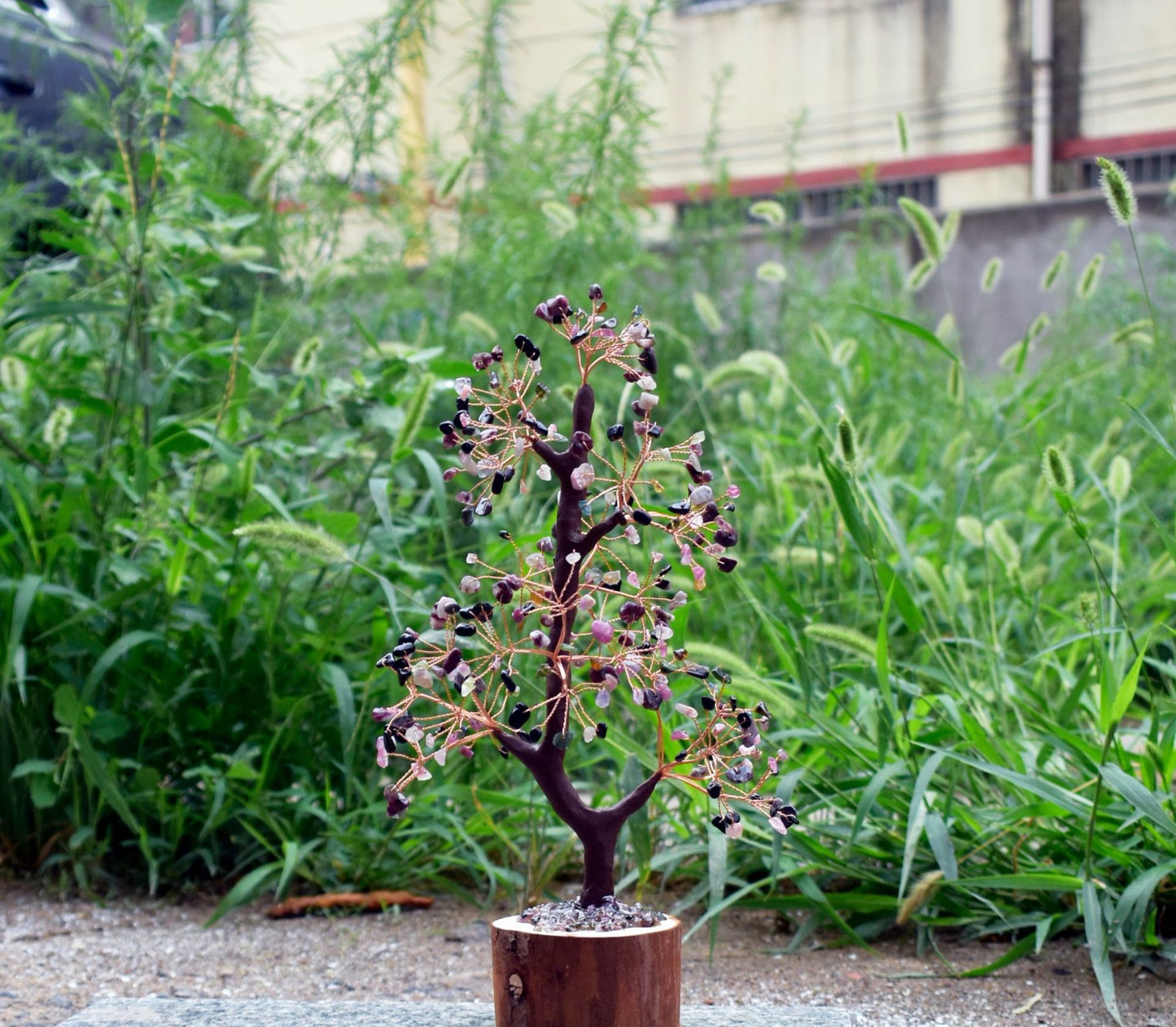 Wood Base Crystal Fortune Tree Of Life