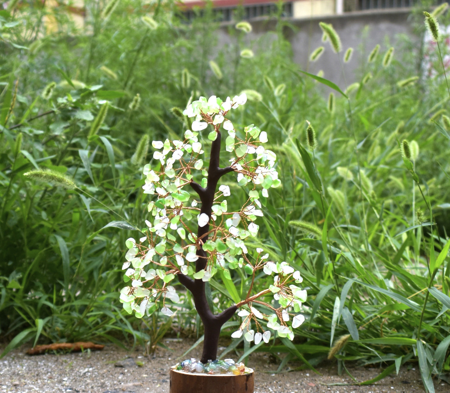 Wood Base Crystal Fortune Tree Of Life