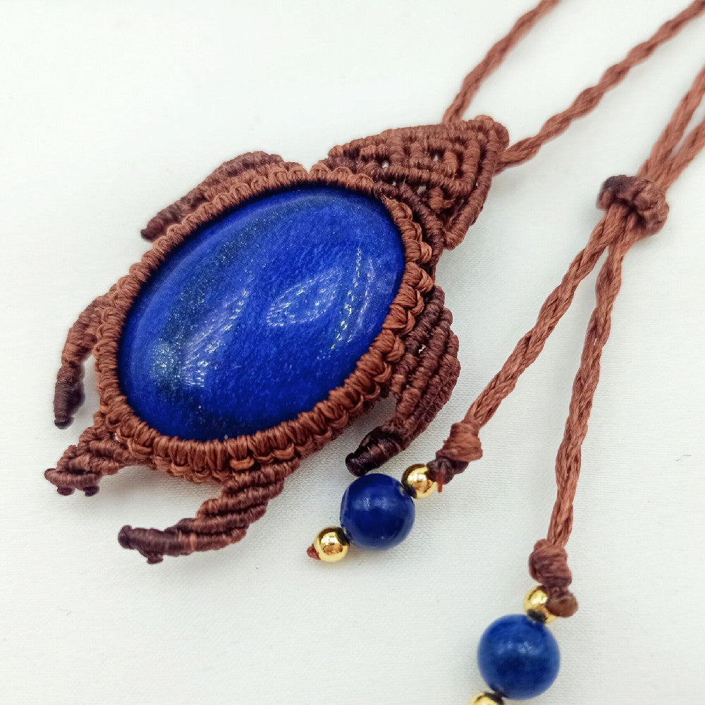 Woven Healing Crystal Turtle Pendant Necklace