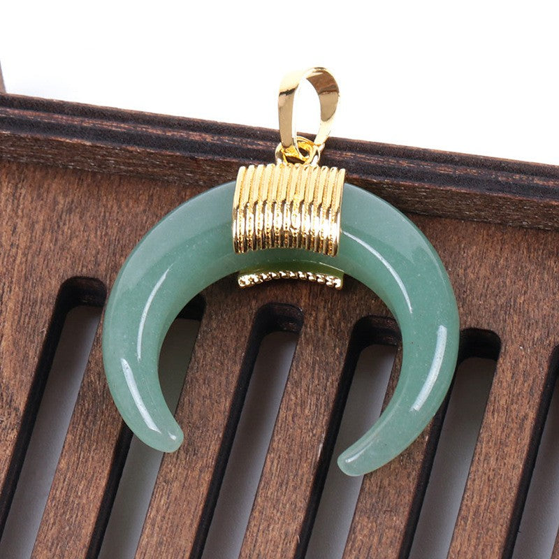 Natural Crystal Crescent Moon Pendant