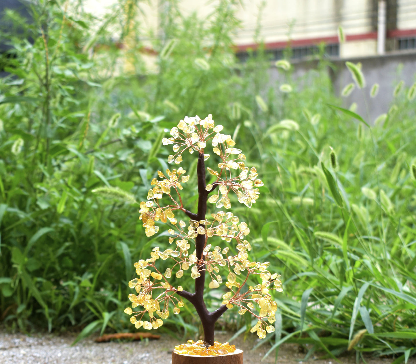 Wood Base Crystal Fortune Tree Of Life