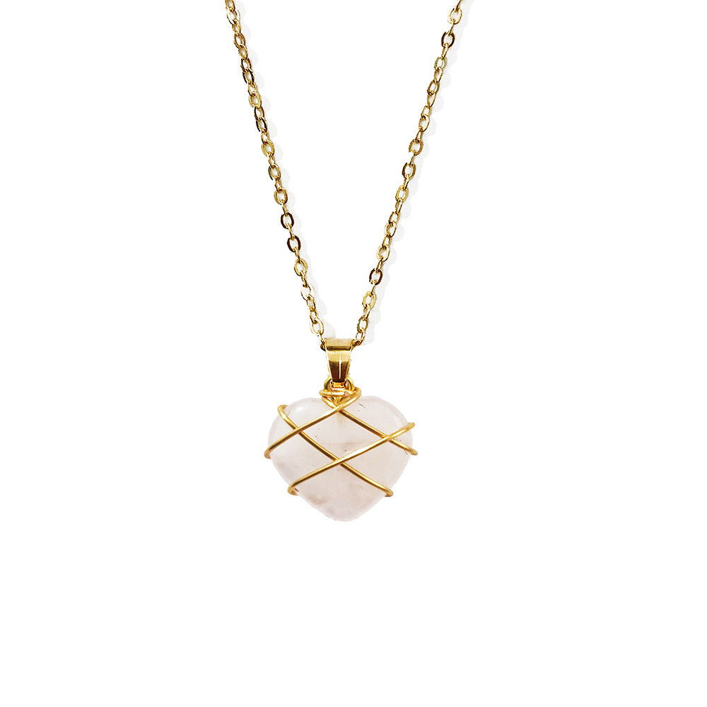 Caged Crystal Heart Pendant Necklace