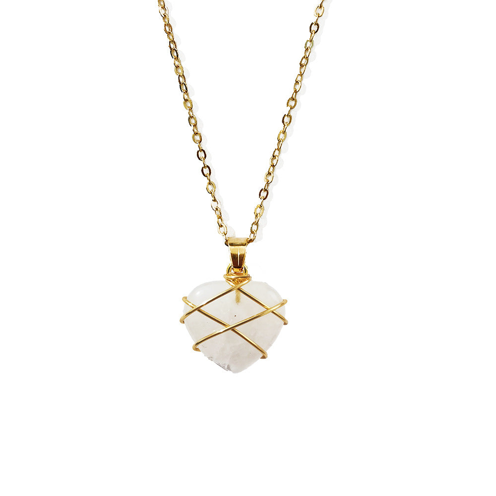 Caged Crystal Heart Pendant Necklace