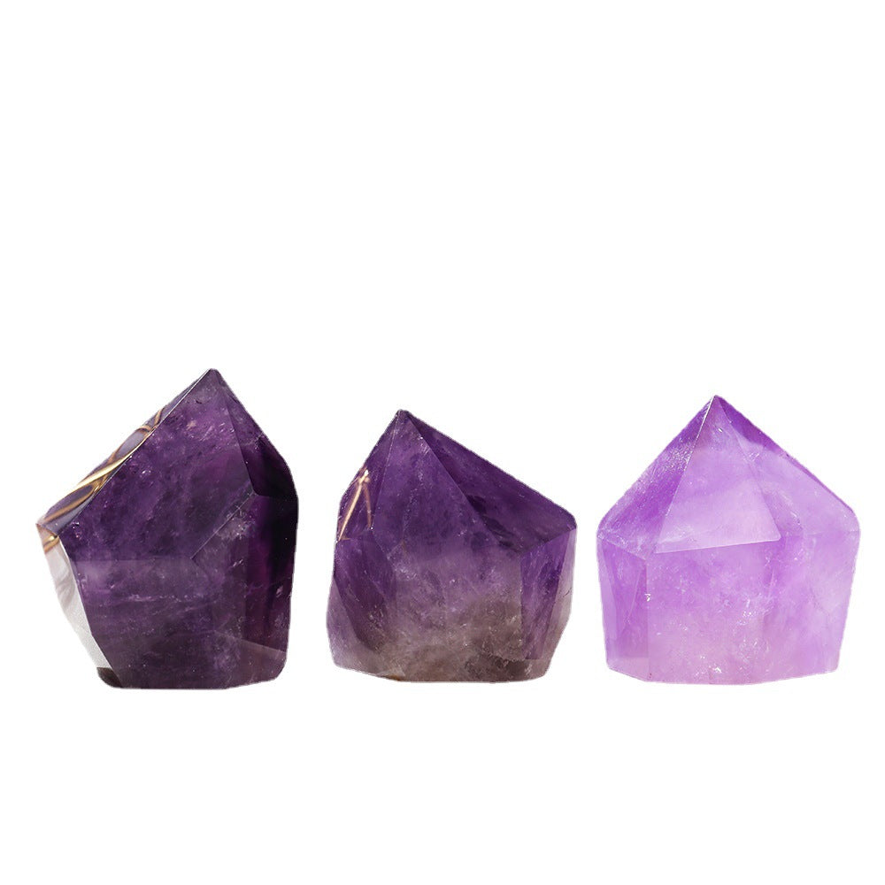 Amethyst LED Nightlight Lamp on Wooden Base
