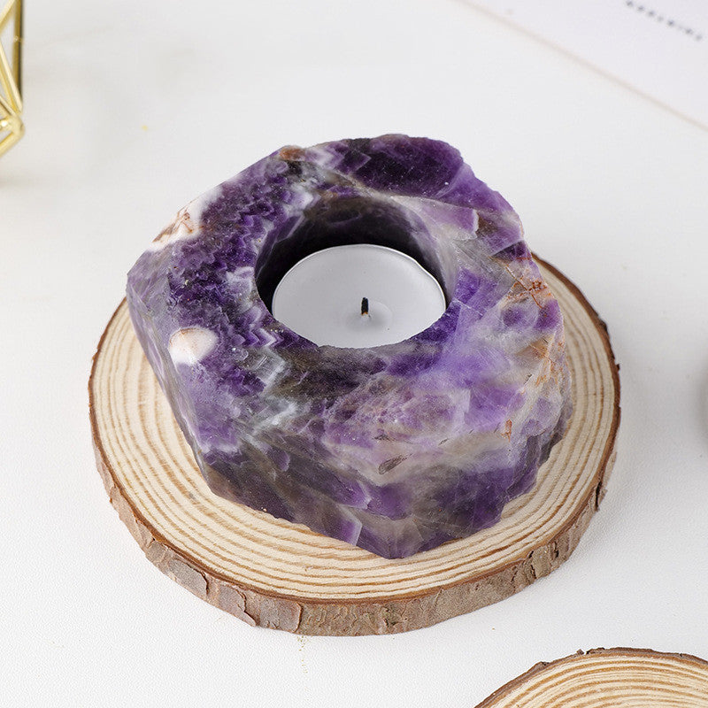 Raw Healing Crystal Candle Holder