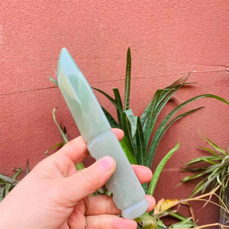 Natural Green Aventurine Dagger Carved Crystal Ornament