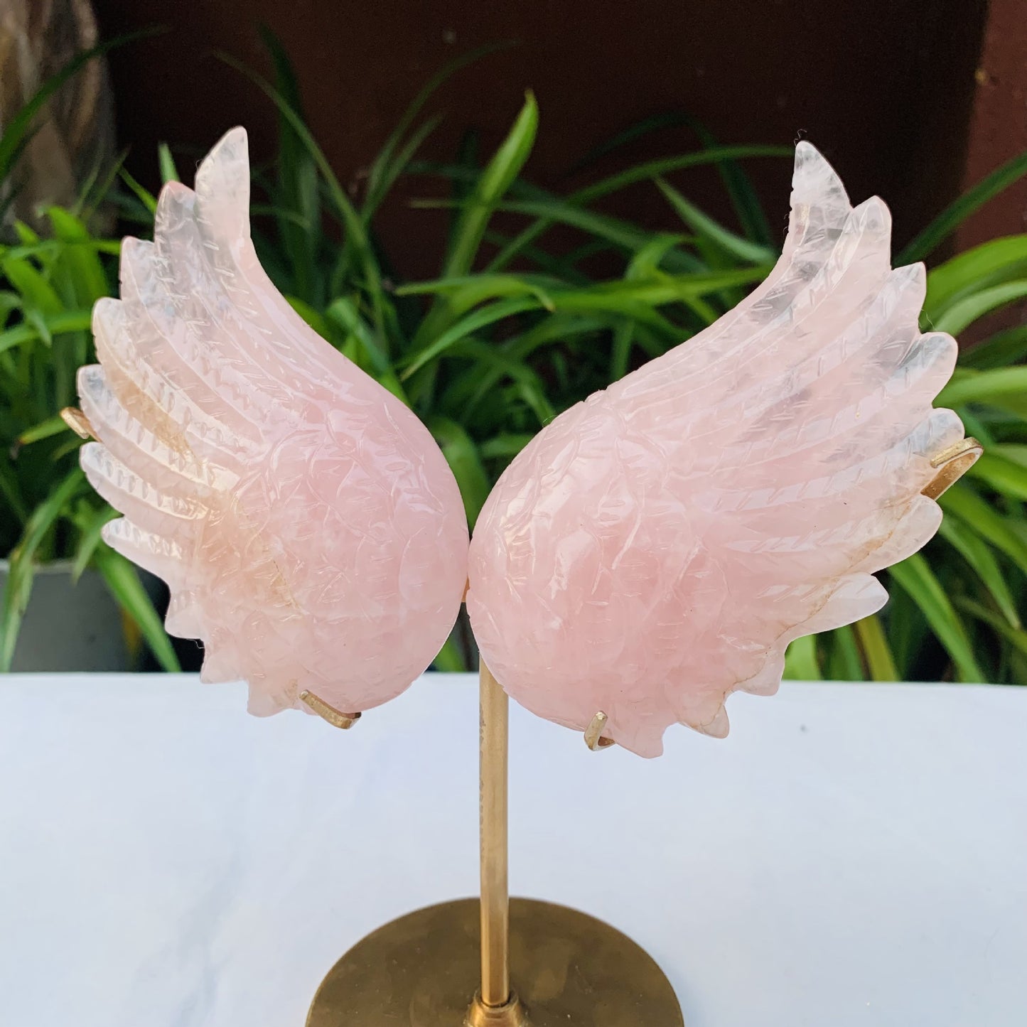 Rose Quartz Crystal Angel Wings Ornament