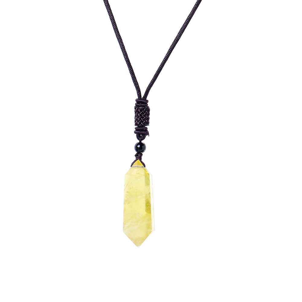 Raw Crystal Energy Stone Woven Pendant Necklace