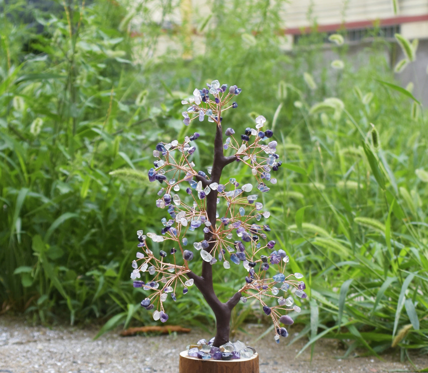 Wood Base Crystal Fortune Tree Of Life