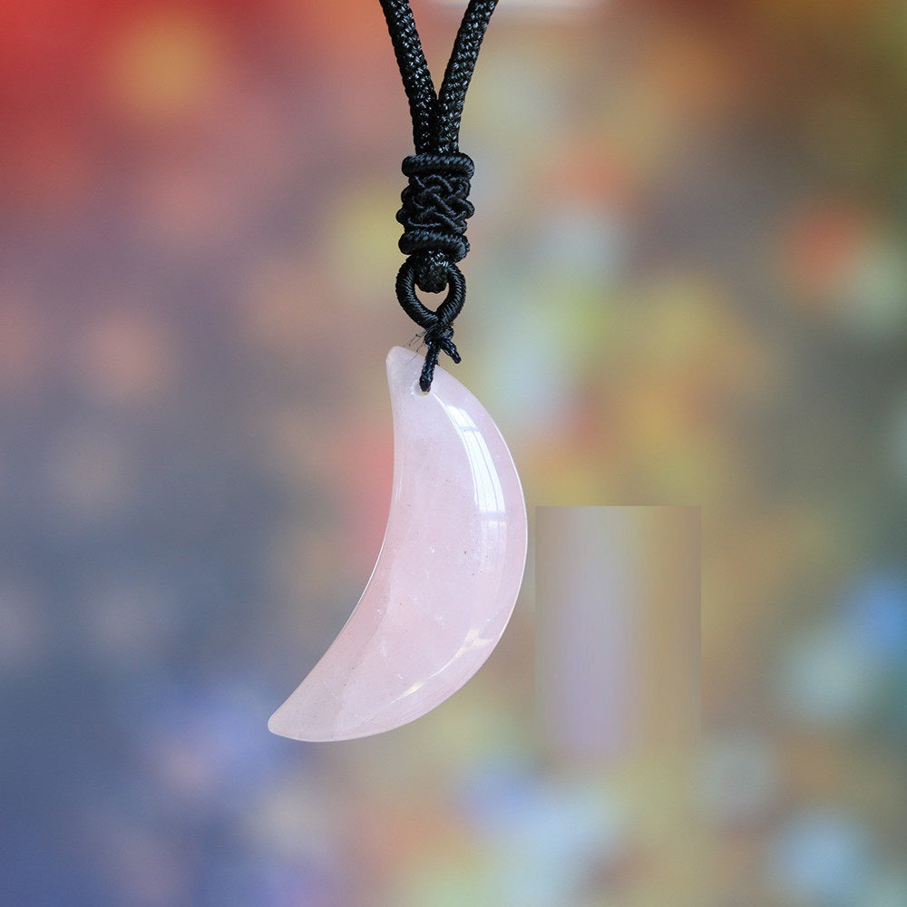 Natural Crystal Crescent Pendant