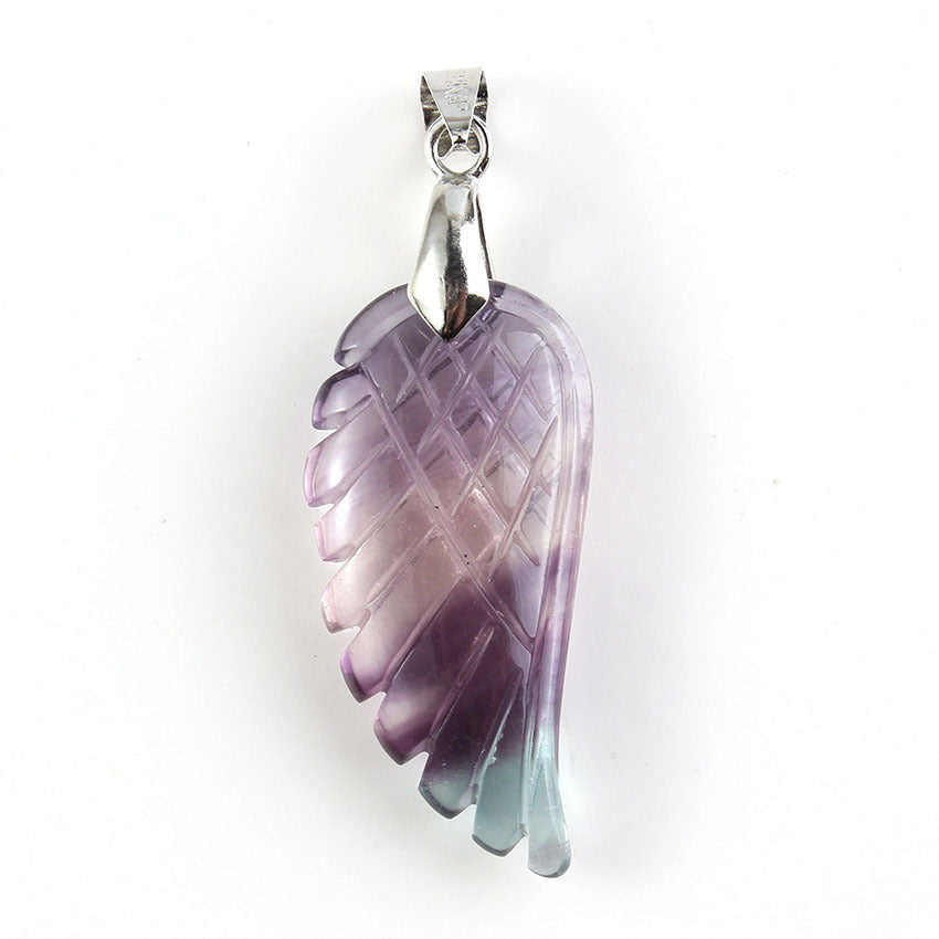 Natural Crystal Angel Wing Pendant