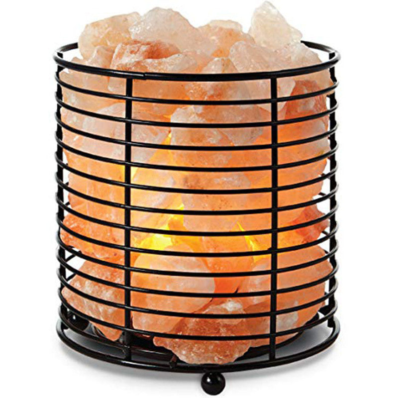 Cylindrical iron dimmable LED Himalayan salt lamp