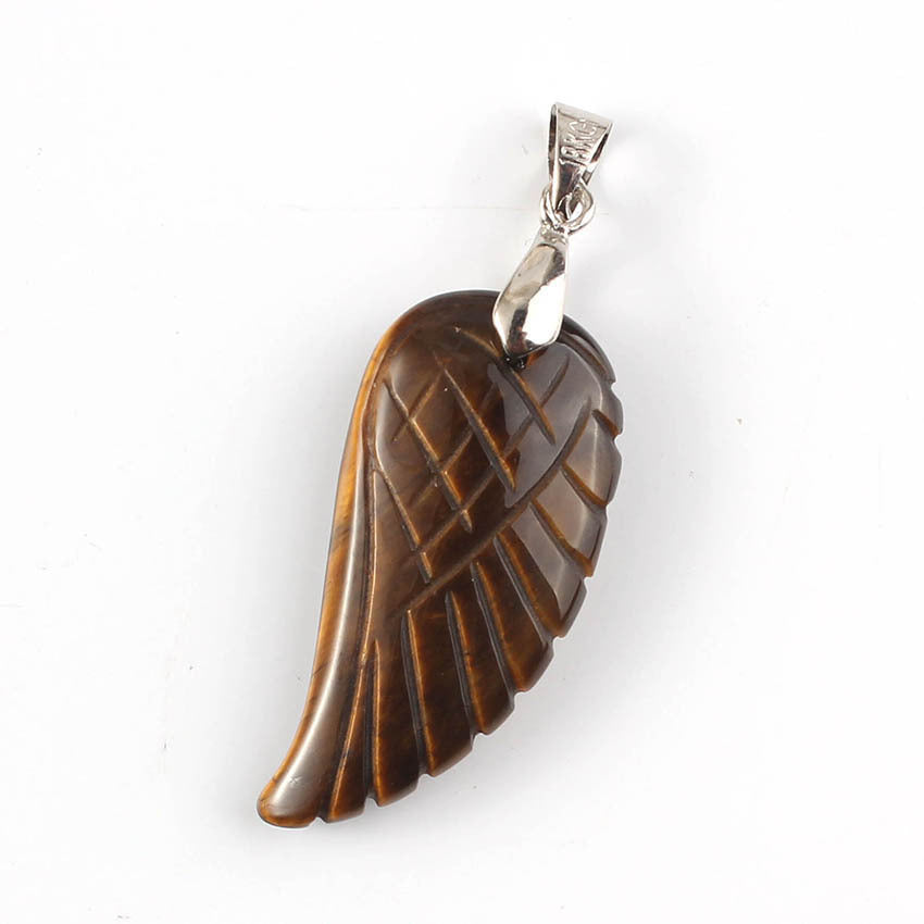 Natural Crystal Angel Wing Pendant