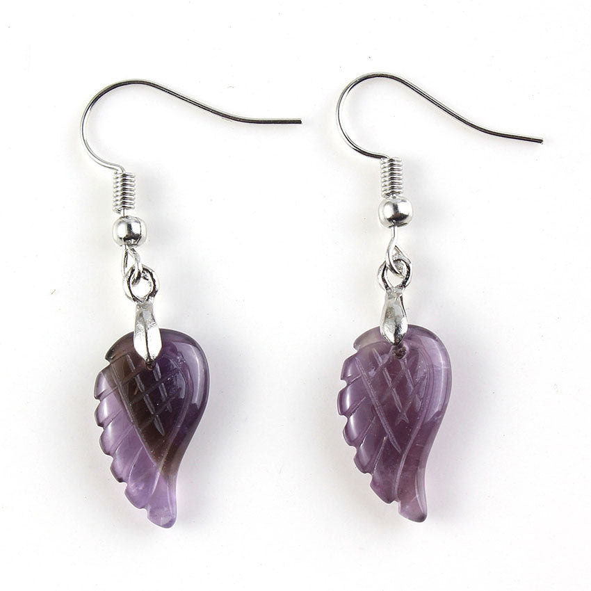 Natural Crystal Angel Wings Earrings