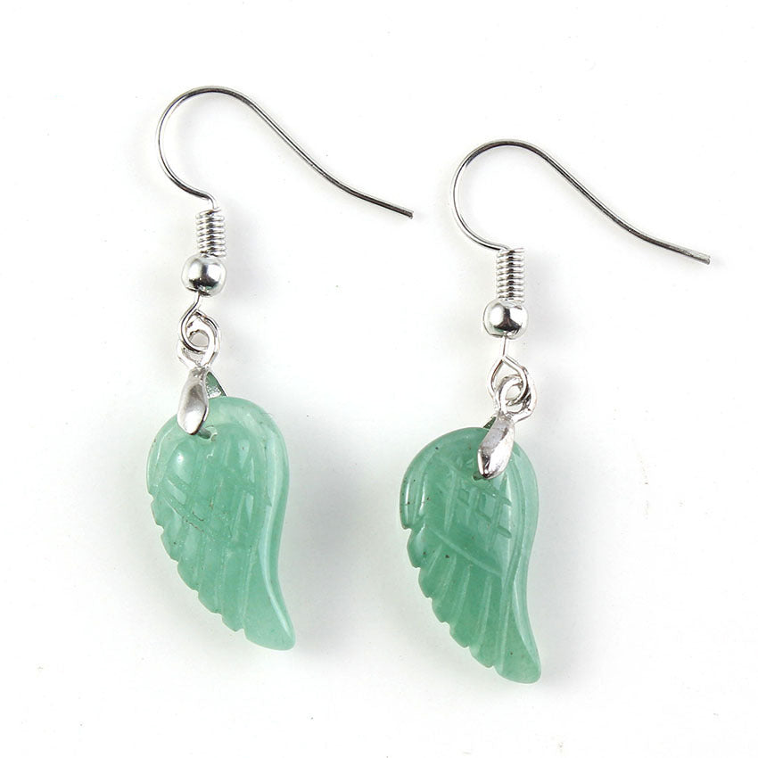 Natural Crystal Angel Wings Earrings