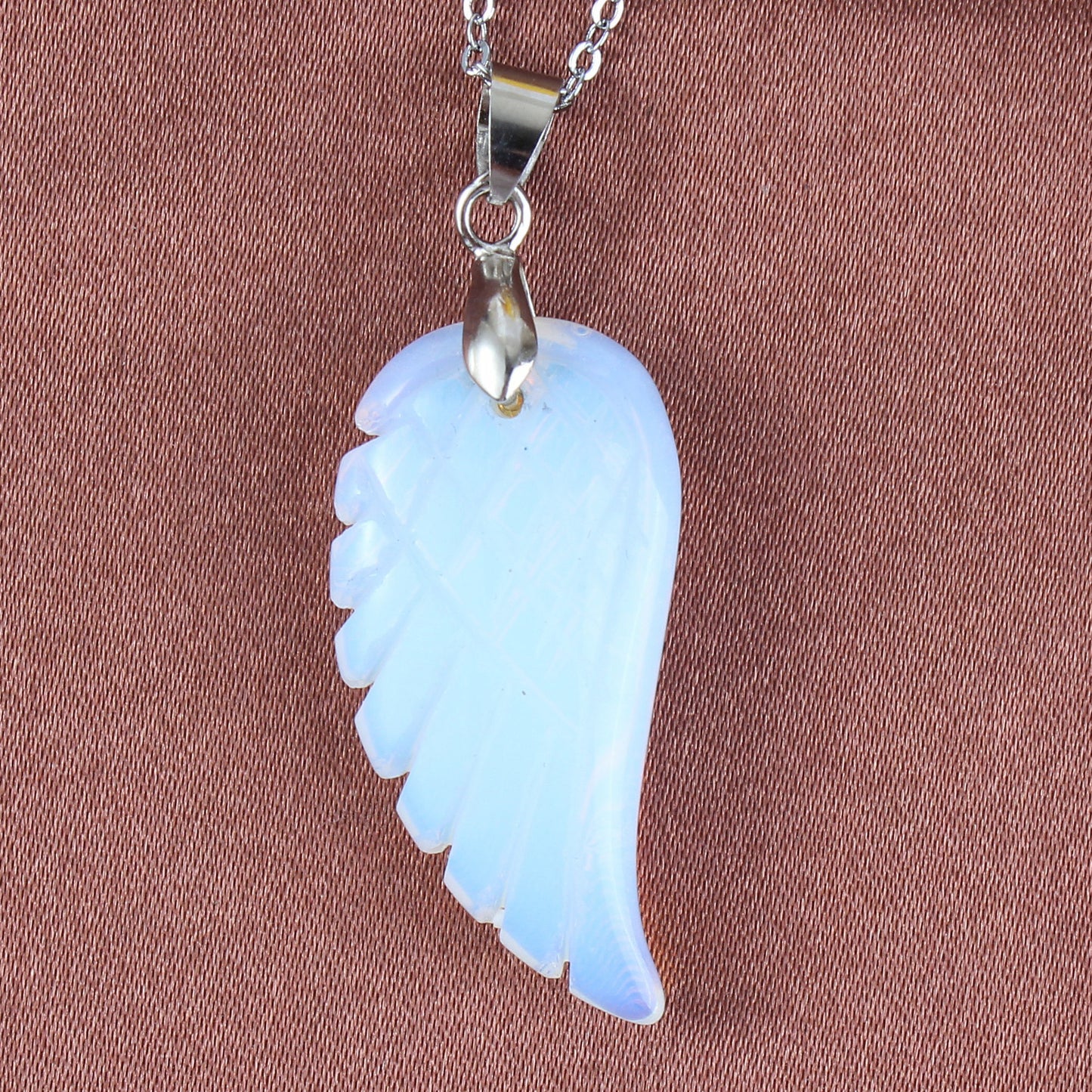 Natural Crystal Angel Wing Pendant