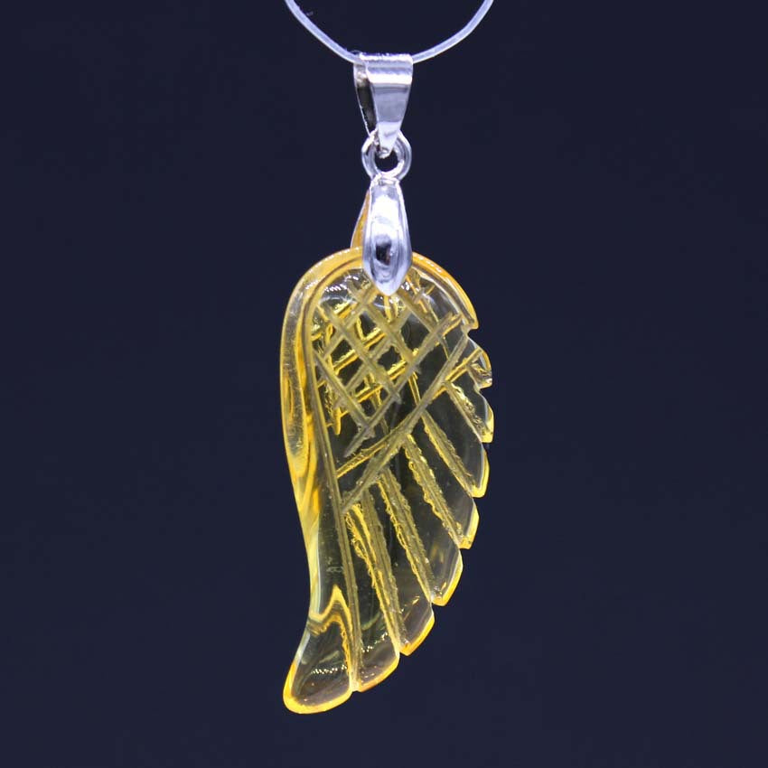 Natural Crystal Angel Wing Pendant