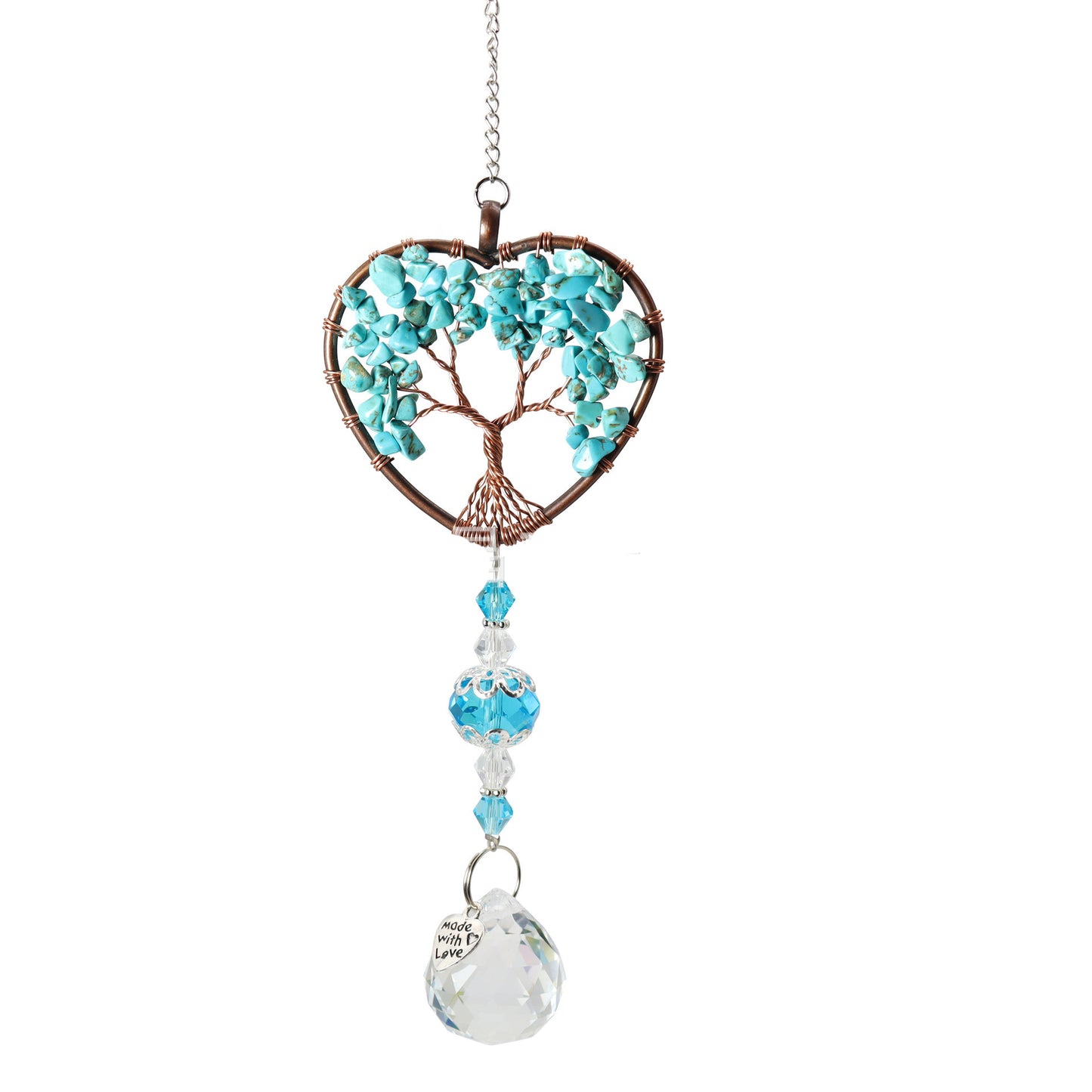 Heart Love Tree Of Life Hanging Crystal Pendant