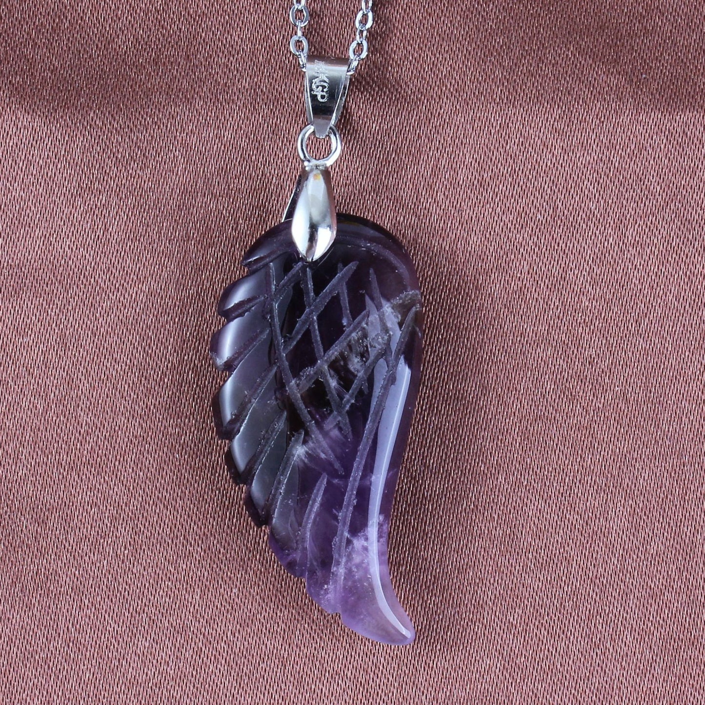 Natural Crystal Angel Wing Pendant