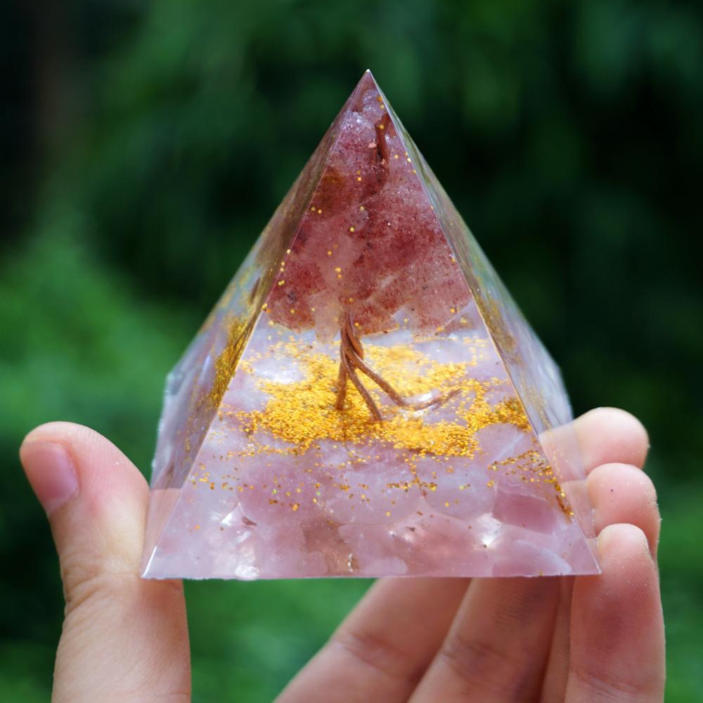 Rose Quartz Tree Of Life Orgone Pyramid