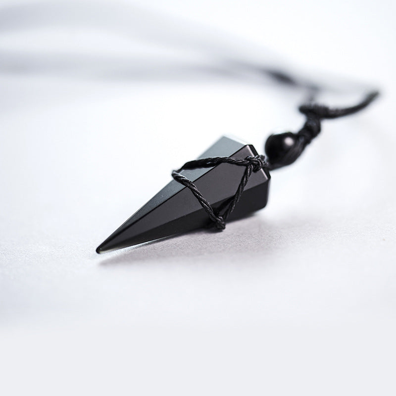 Obsidian Crystal Pendulum Pendant Necklace