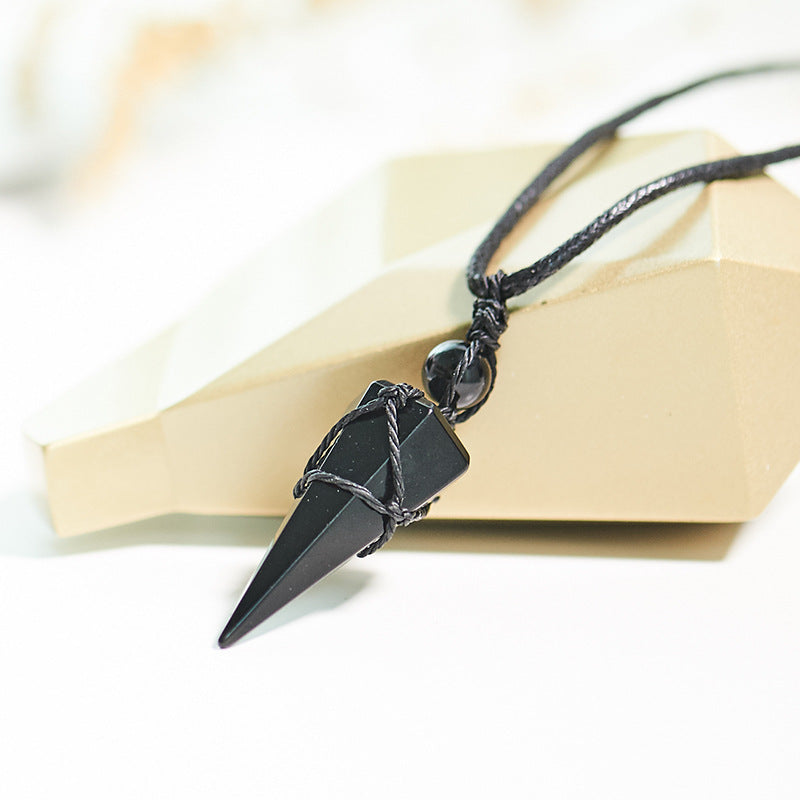 Obsidian Crystal Pendulum Pendant Necklace