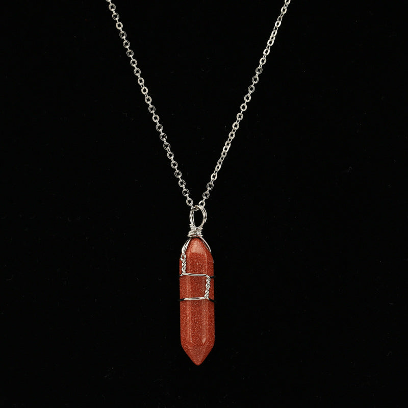 Crystal Wrapped Pendant Necklace Short Chain