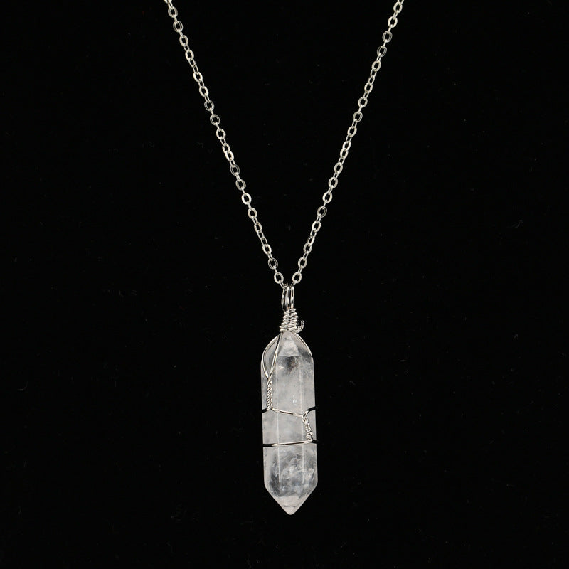 Crystal Wrapped Pendant Necklace Short Chain