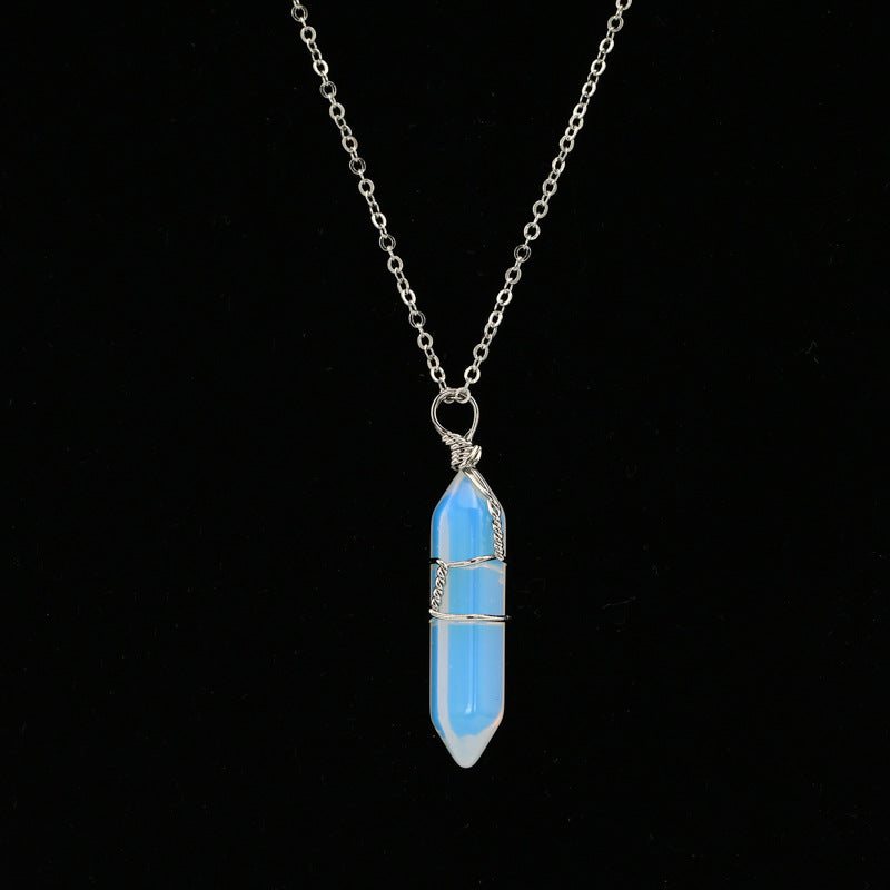 Crystal Wrapped Pendant Necklace Short Chain