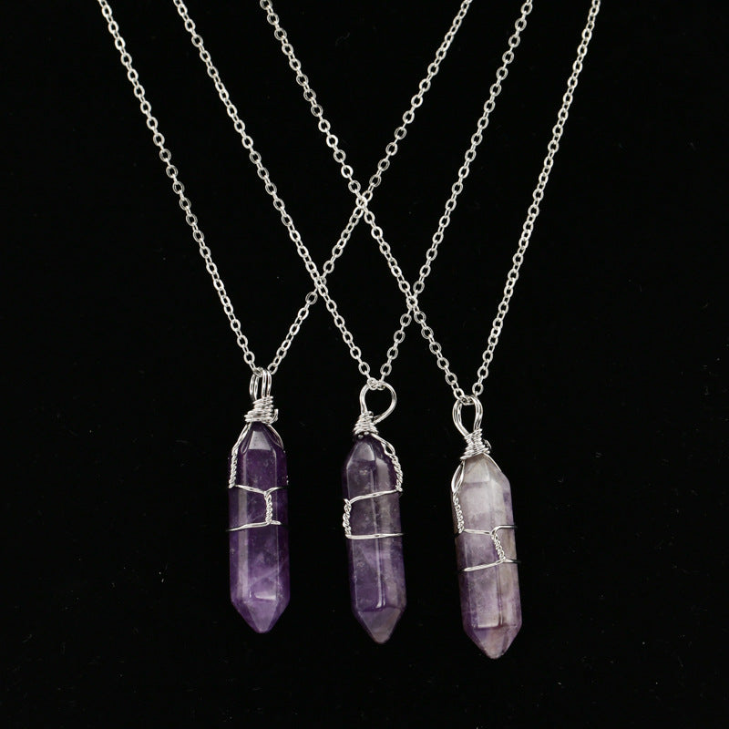 Crystal Wrapped Pendant Necklace Short Chain