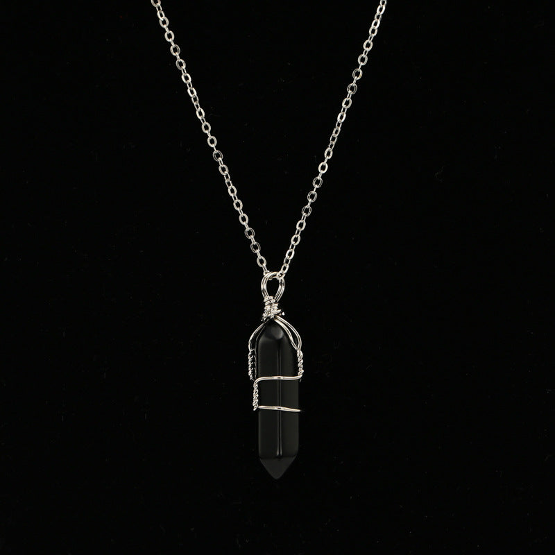 Crystal Wrapped Pendant Necklace Short Chain