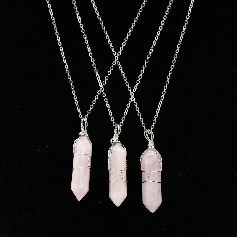 Crystal Wrapped Pendant Necklace Short Chain