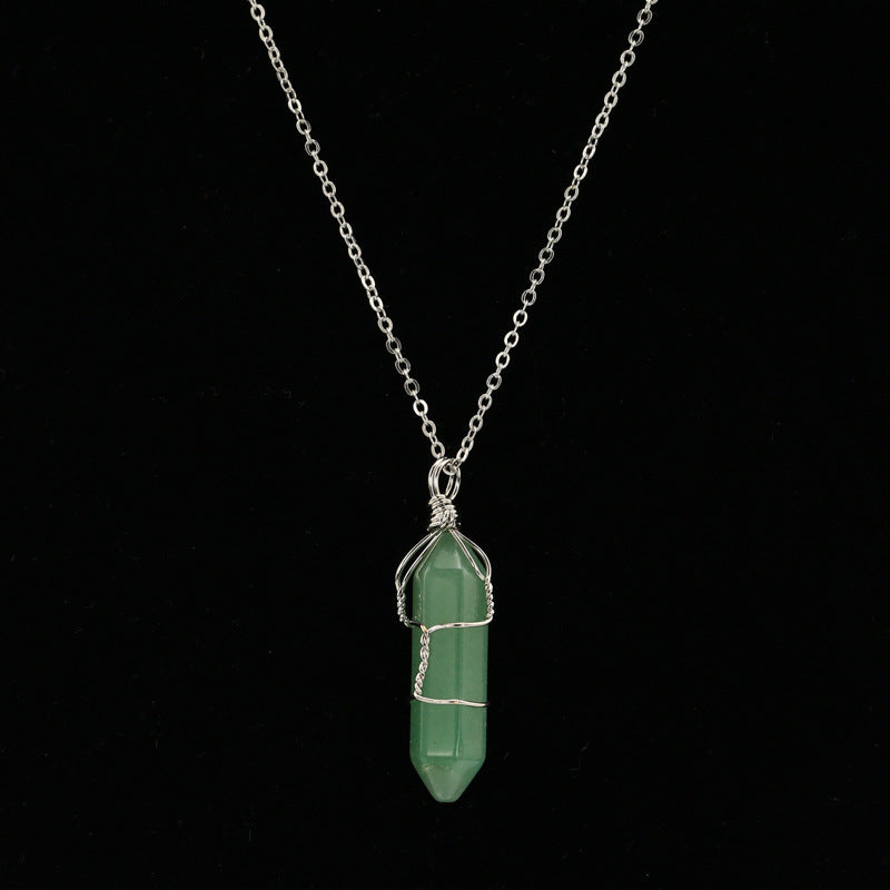 Crystal Wrapped Pendant Necklace Short Chain